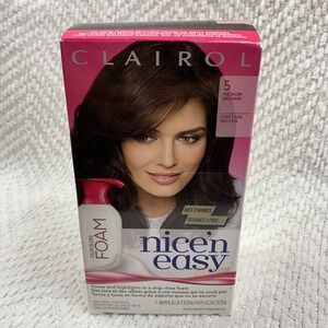 NOS Clairol # 5 Medium Brown Nice' n Easy Hair Color Blend Foam Permanent